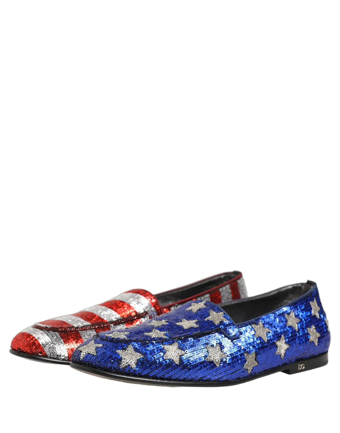 Dolce &amp; Gabbana Multicolor Flag Sequin Dress Loafers Shoes