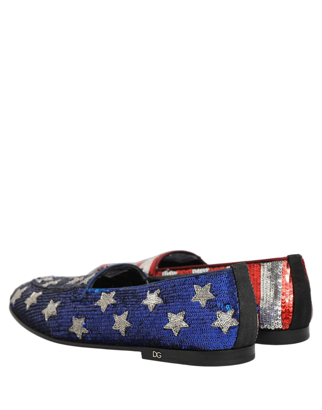 Dolce &amp; Gabbana Multicolor Flag Sequin Dress Loafers Shoes