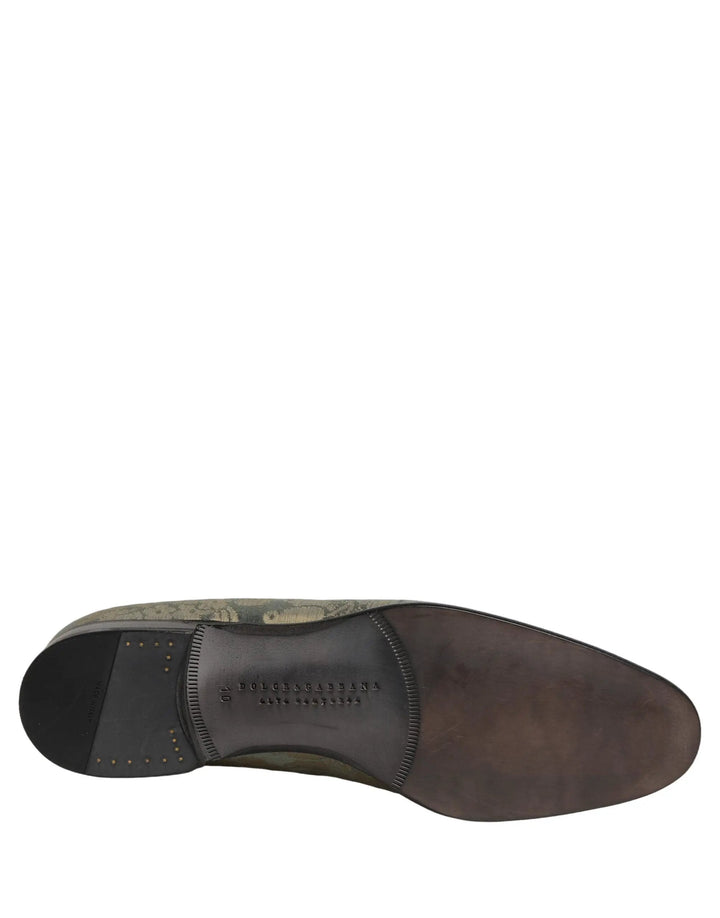 Dolce &amp; Gabbana Gold Floral Jacquard Slip On Loafers Shoes