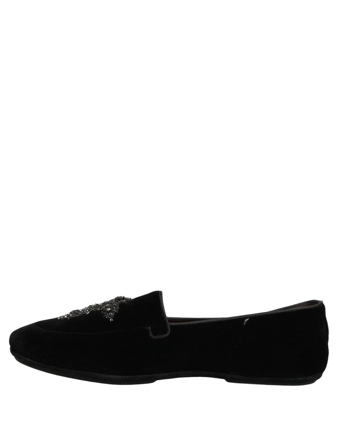 Dolce &amp; Gabbana Black Suede Embellished Dress Loafers Shoes