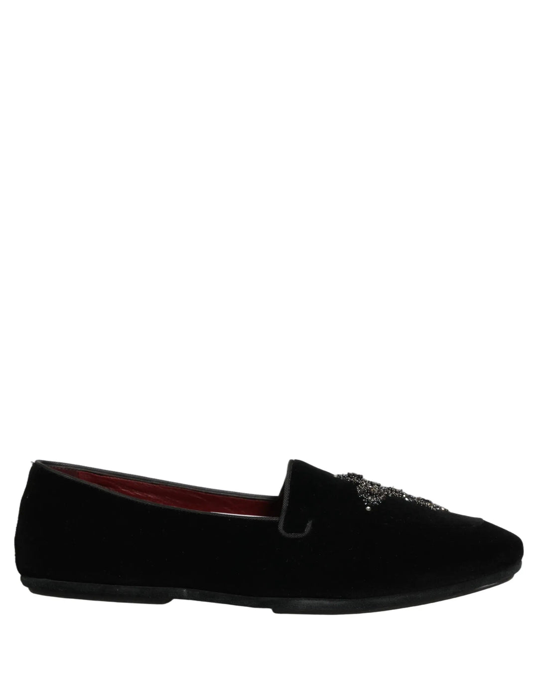 Dolce &amp; Gabbana Black Suede Embellished Dress Loafers Shoes