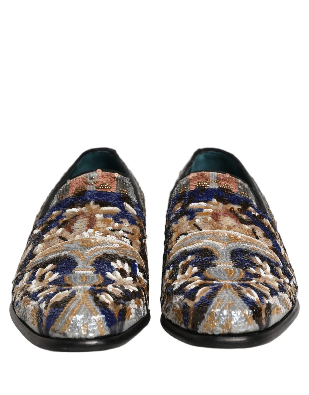 Dolce &amp; Gabbana Multicolor Embroidered Sequin Loafers Shoes