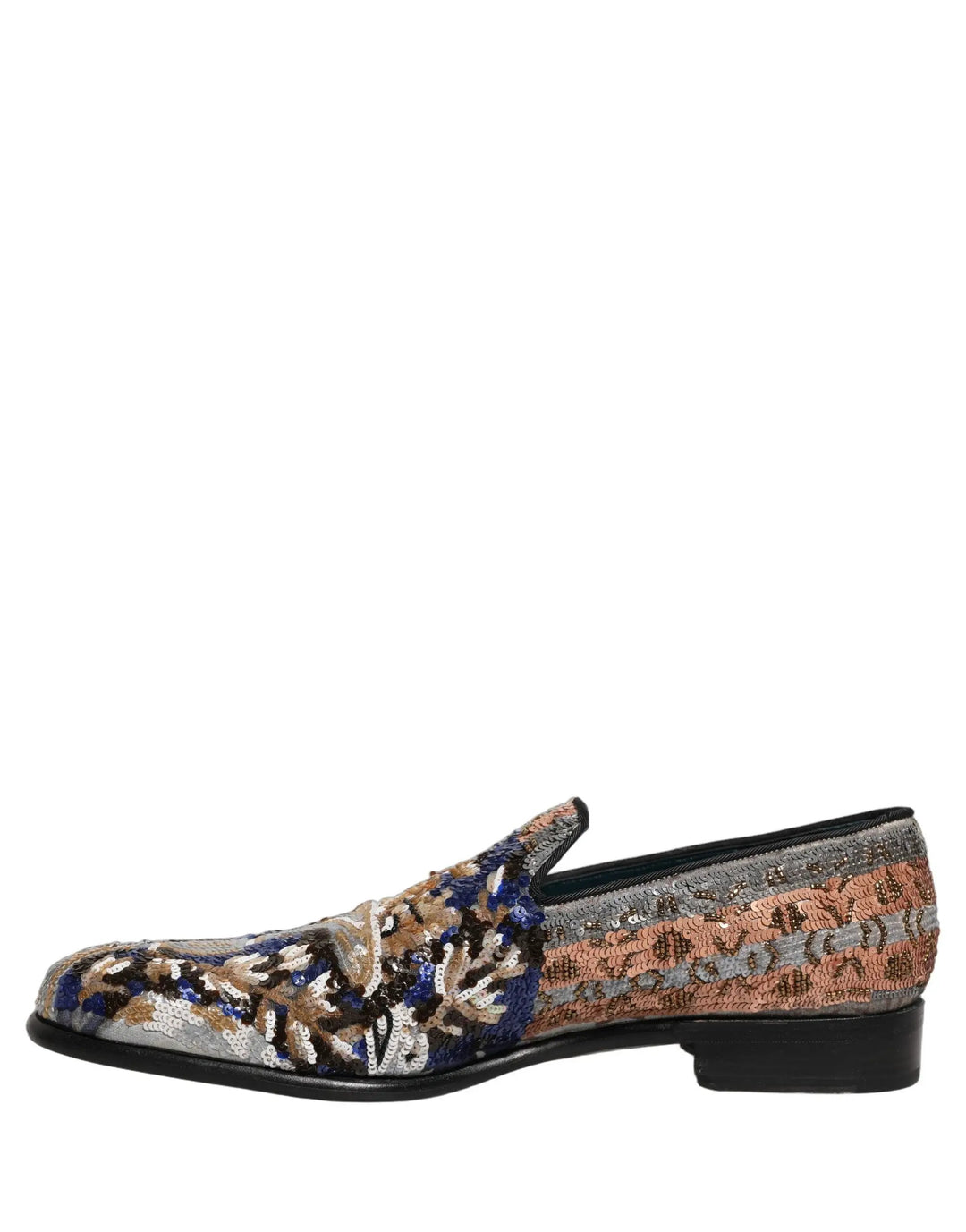 Dolce &amp; Gabbana Multicolor Embroidered Sequin Loafers Shoes