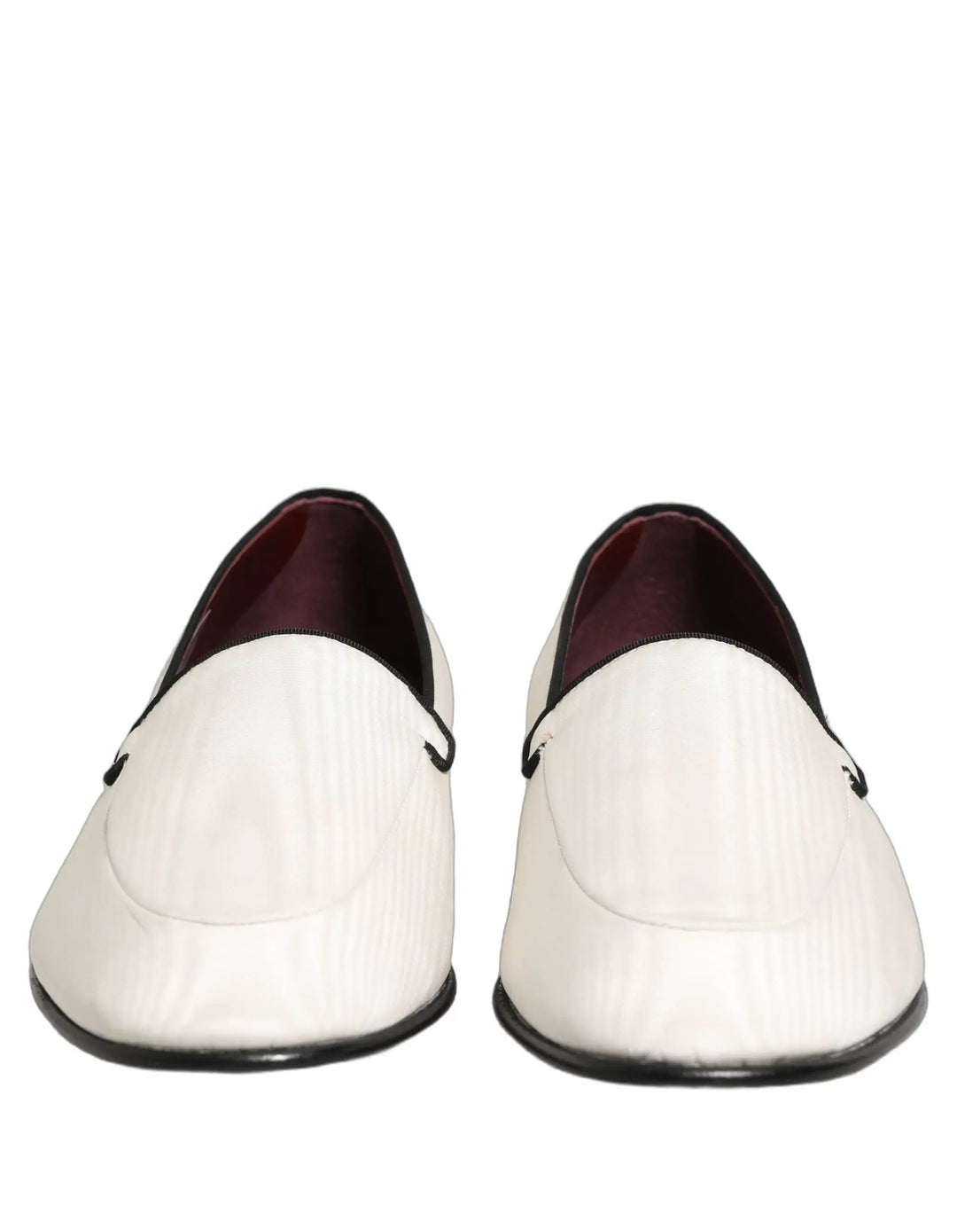Dolce &amp; Gabbana White Velvet Slip On Men Flats Loafers Shoes