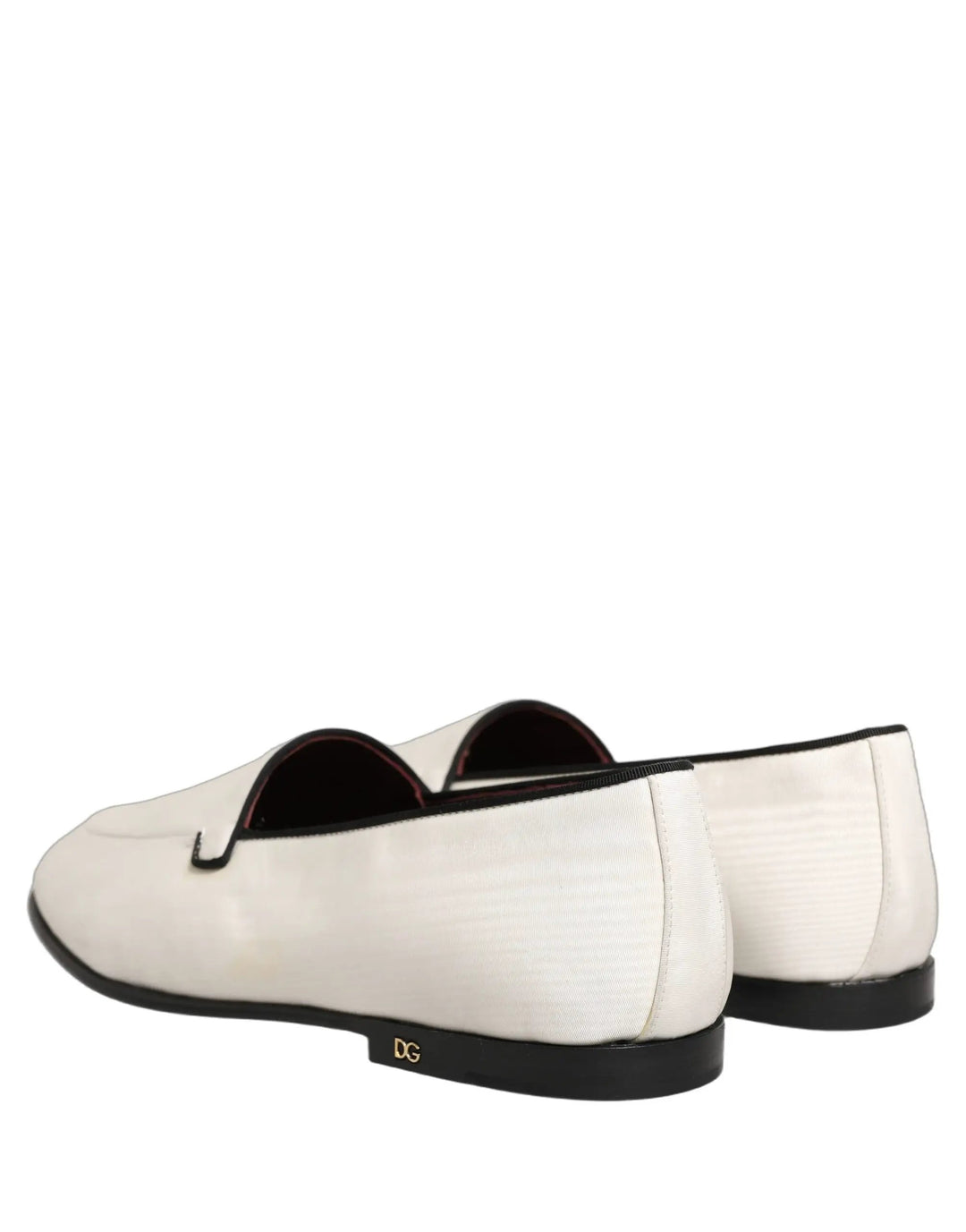 Dolce &amp; Gabbana White Velvet Slip On Men Flats Loafers Shoes