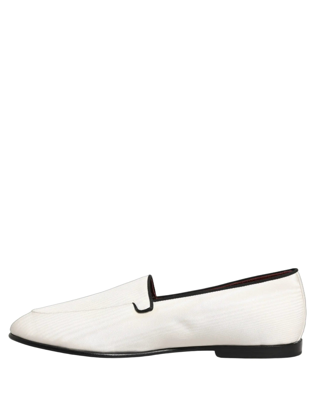 Dolce &amp; Gabbana White Velvet Slip On Men Flats Loafers Shoes