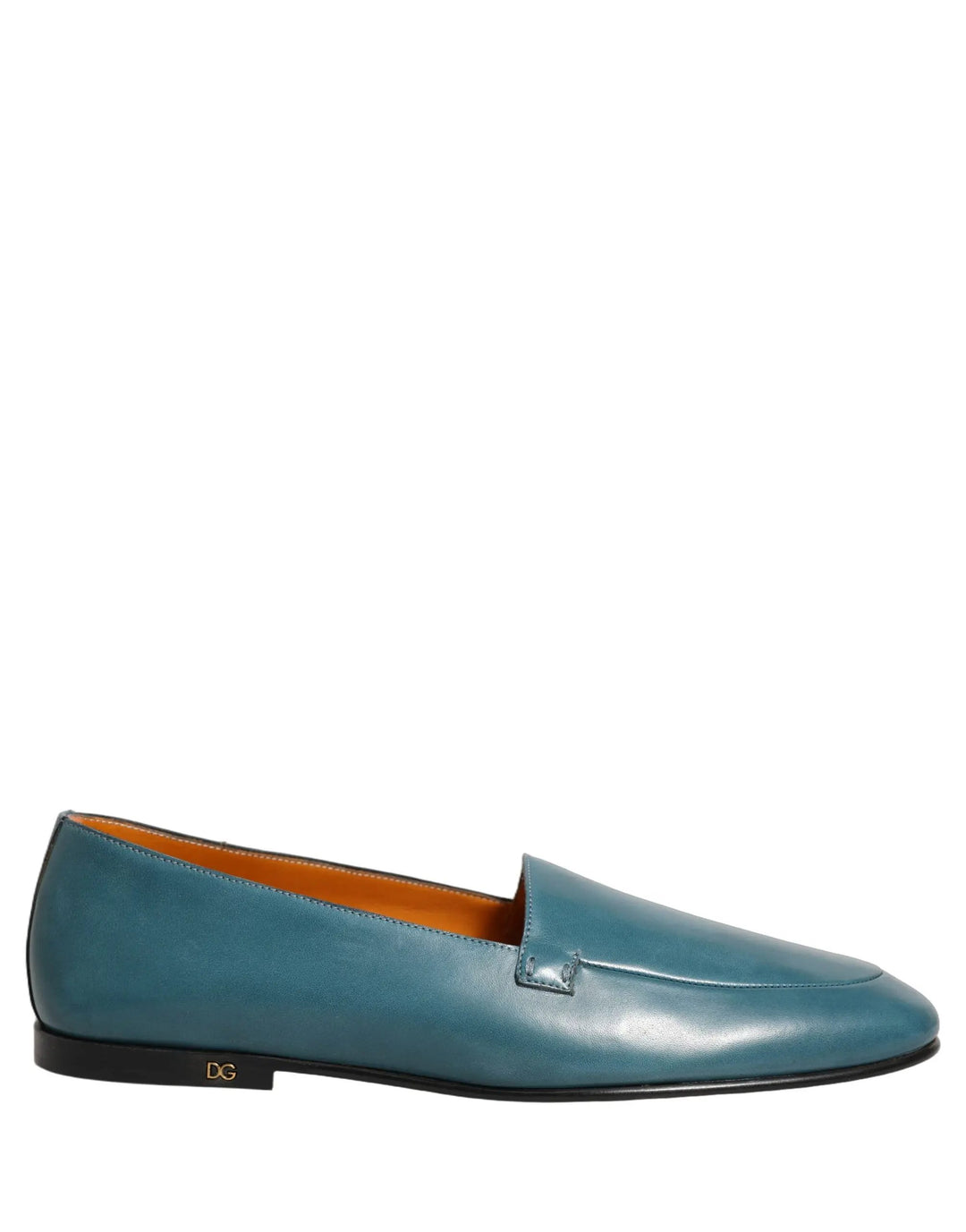 Dolce &amp; Gabbana Blue Leather Logo Slip On Men Loafers Shoes