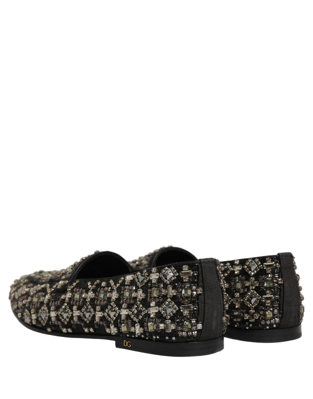 Dolce &amp; Gabbana Silver Leather Logo Slip On Loafers Shoes