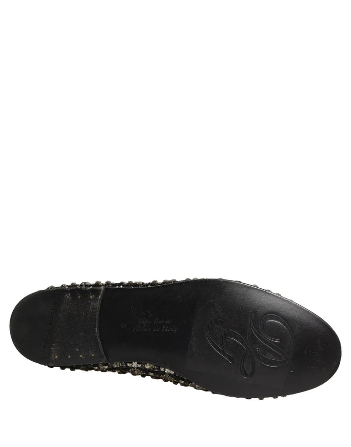 Dolce &amp; Gabbana Sample Sale | Dolce &amp; Gabbana Silver Leather Logo Slip On Loafers Shoes - | Designer outlet