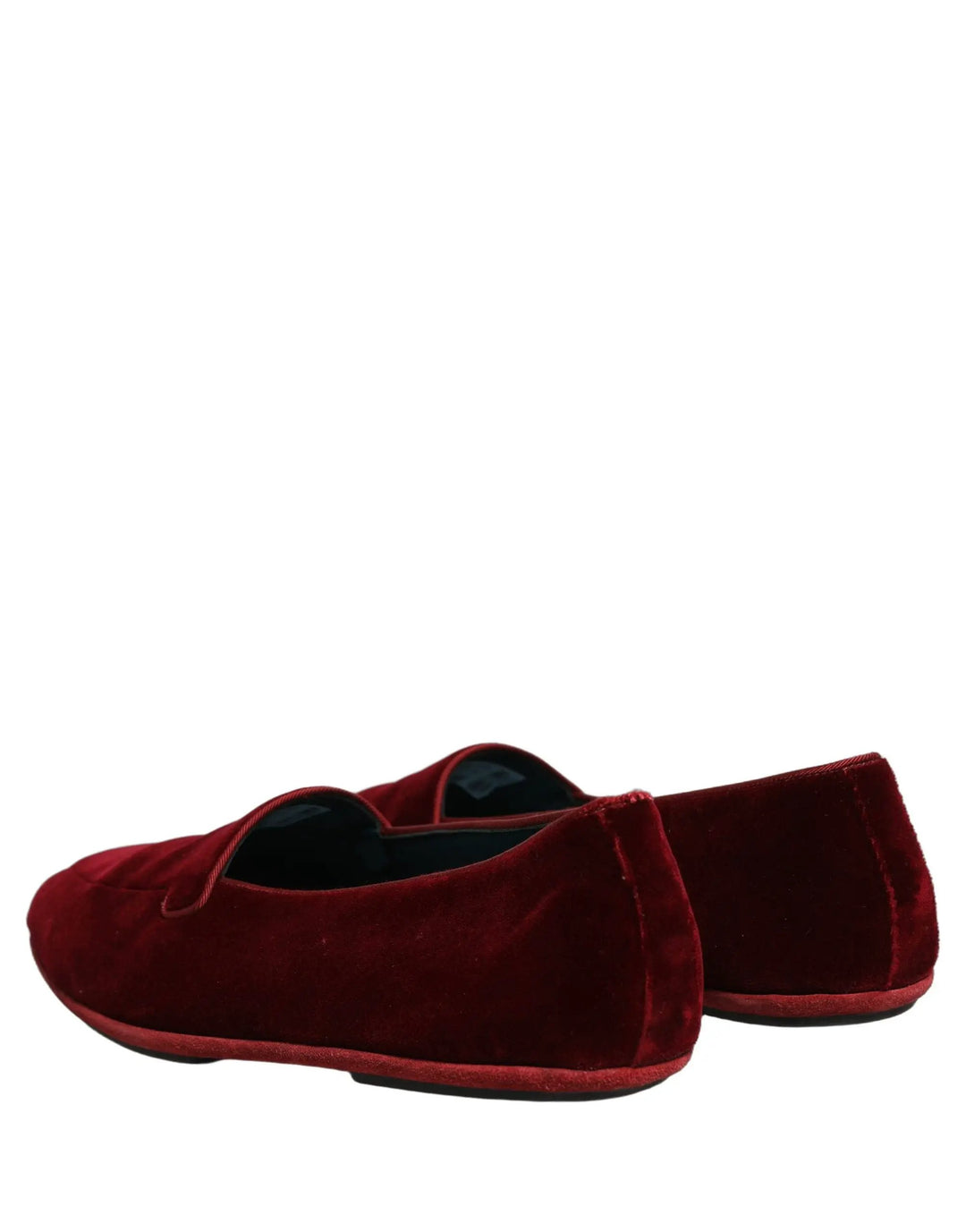 Dolce &amp; Gabbana Maroon Velvet Slip On Men Flats Loafers Shoes