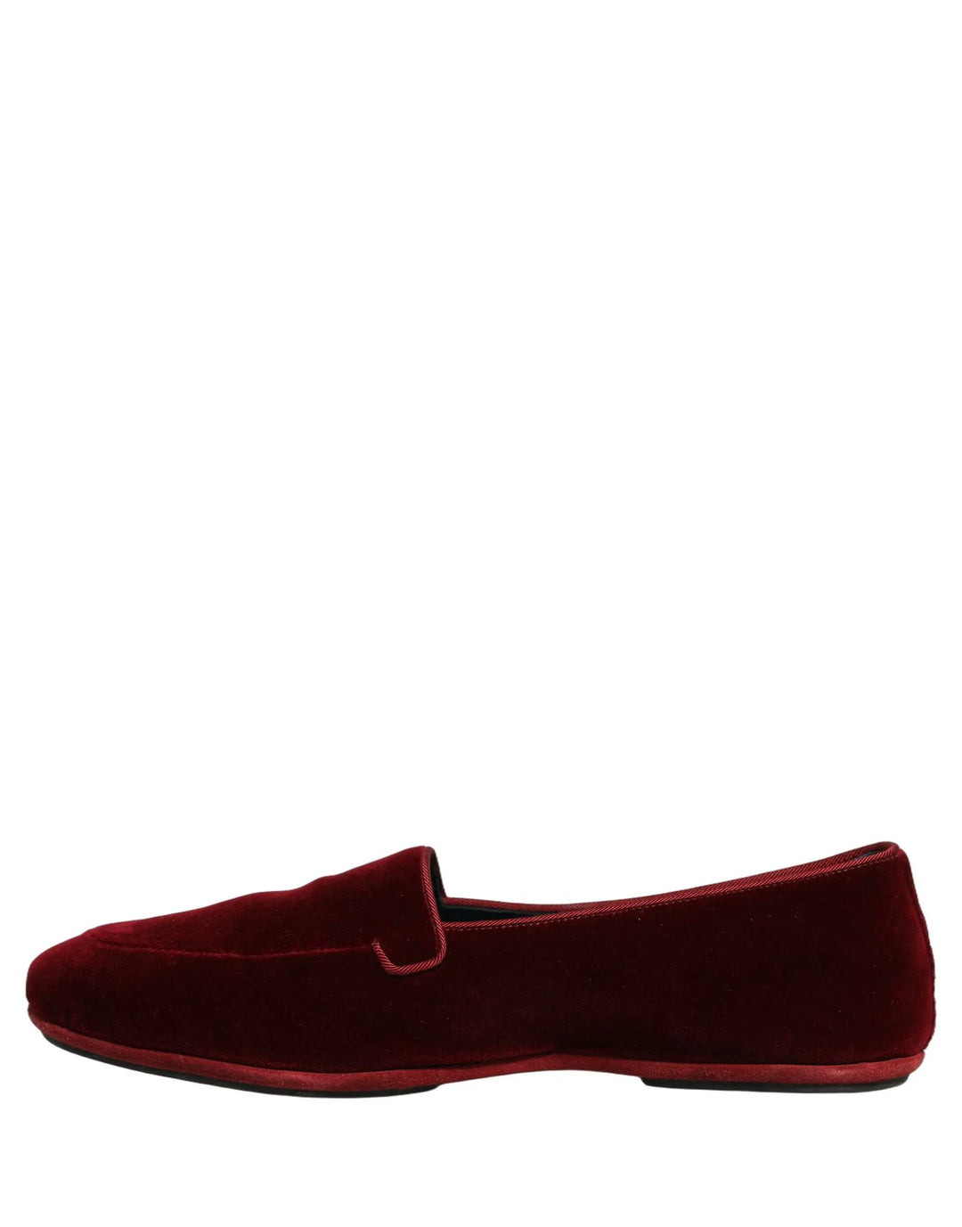 Dolce &amp; Gabbana Maroon Velvet Slip On Men Flats Loafers Shoes