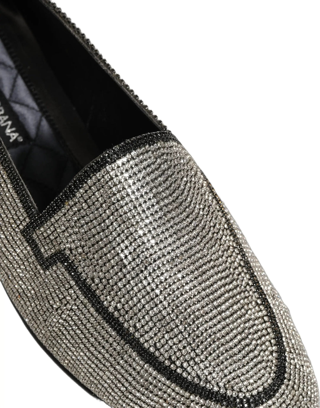 Dolce &amp; Gabbana Silver Crystal Embellished Men Loafers Shoes