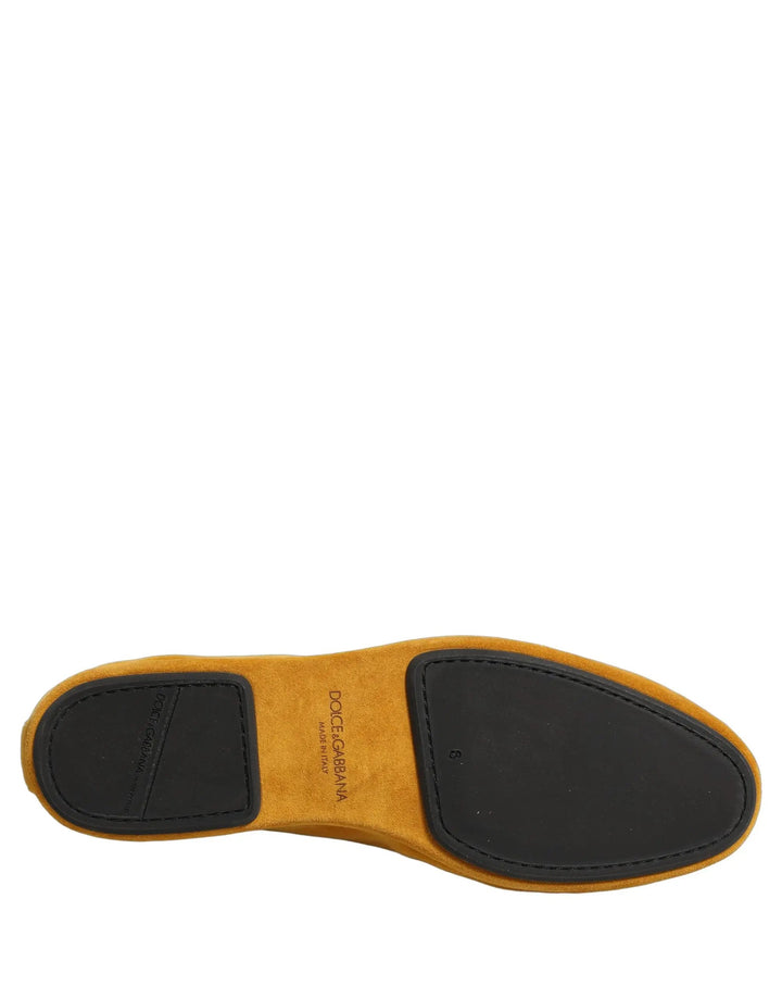Dolce &amp; Gabbana Sample Sale | Dolce &amp; Gabbana Yellow Velvet DG Heart Loafers Flats Shoes - | Designer outlet