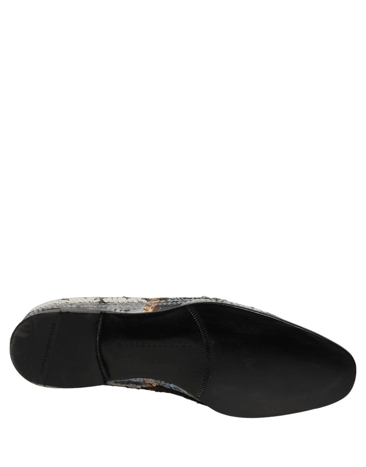 Dolce &amp; Gabbana Multicolor Embroidered Sequin Loafers Shoes