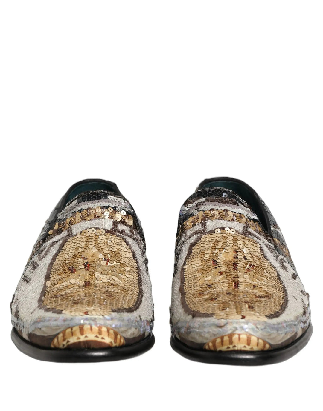 Dolce &amp; Gabbana Multicolor Embroidered Sequin Loafers Shoes