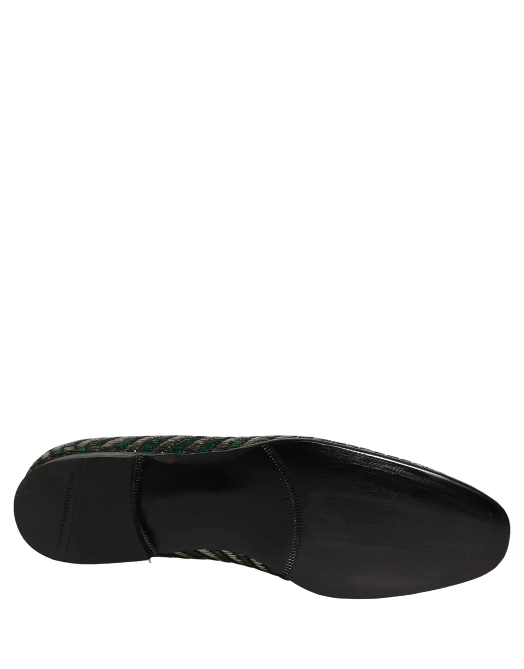 Dolce &amp; Gabbana Sample Sale | Dolce &amp; Gabbana Silver Green Embellished Dress Loafers Shoes - | Designer outlet