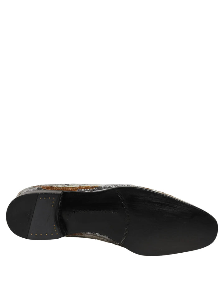 Dolce &amp; Gabbana Sample Sale | Dolce &amp; Gabbana White Gold Sequined Slip On Loafers Shoes - | Designer outlet