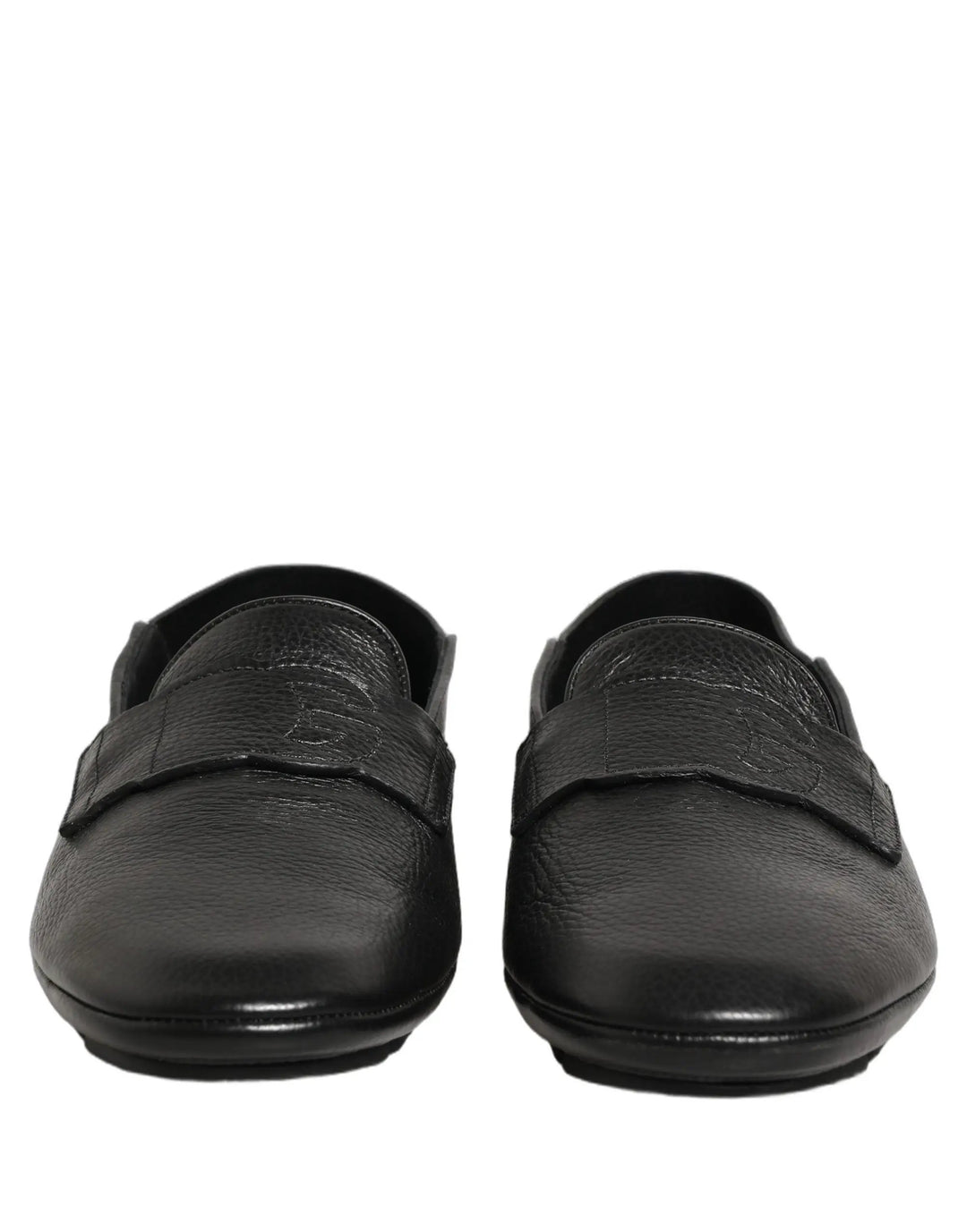 Dolce &amp; Gabbana Black Deerskin Leather Driver Loafers Shoes
