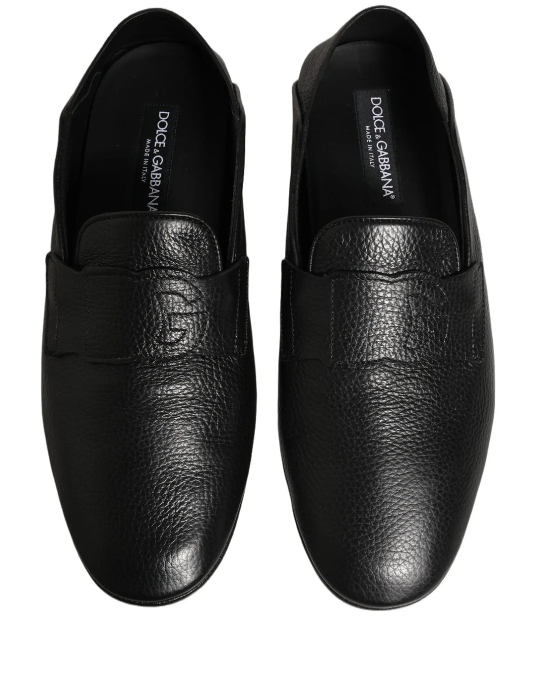 Dolce &amp; Gabbana Black Deerskin Leather Driver Loafers Shoes