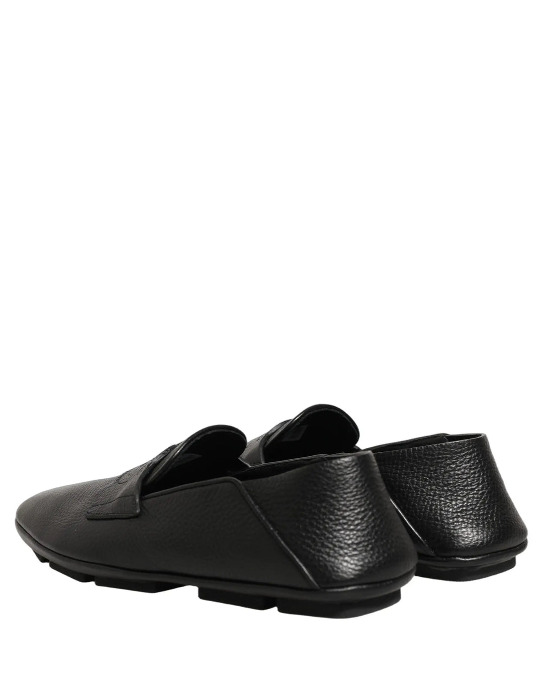 Dolce &amp; Gabbana Black Deerskin Leather Driver Loafers Shoes