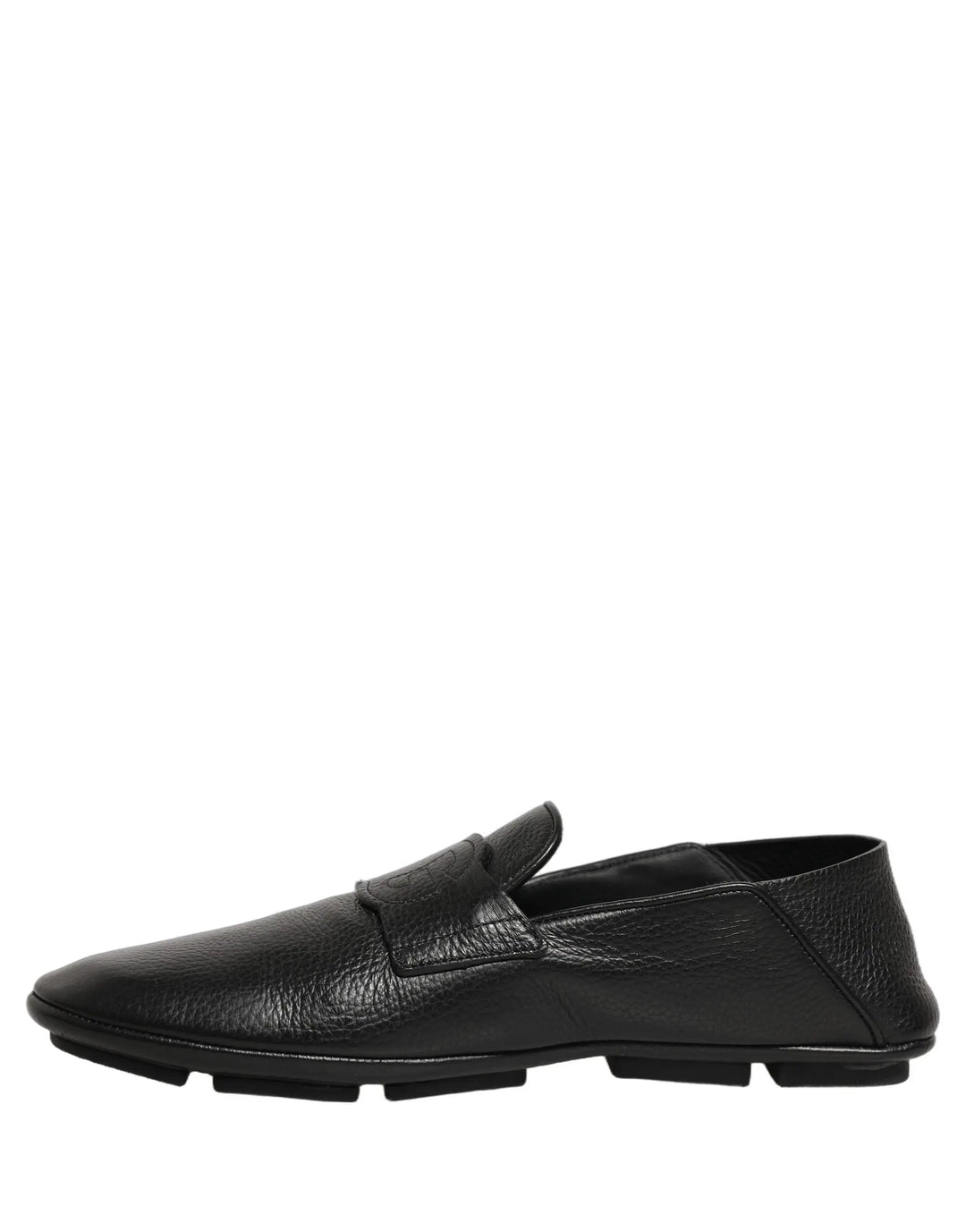 Dolce &amp; Gabbana Black Deerskin Leather Driver Loafers Shoes