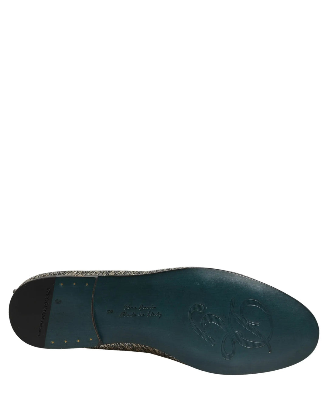 Dolce &amp; Gabbana Gray Glitter Lurex DG Logo Dress Loafers Shoes
