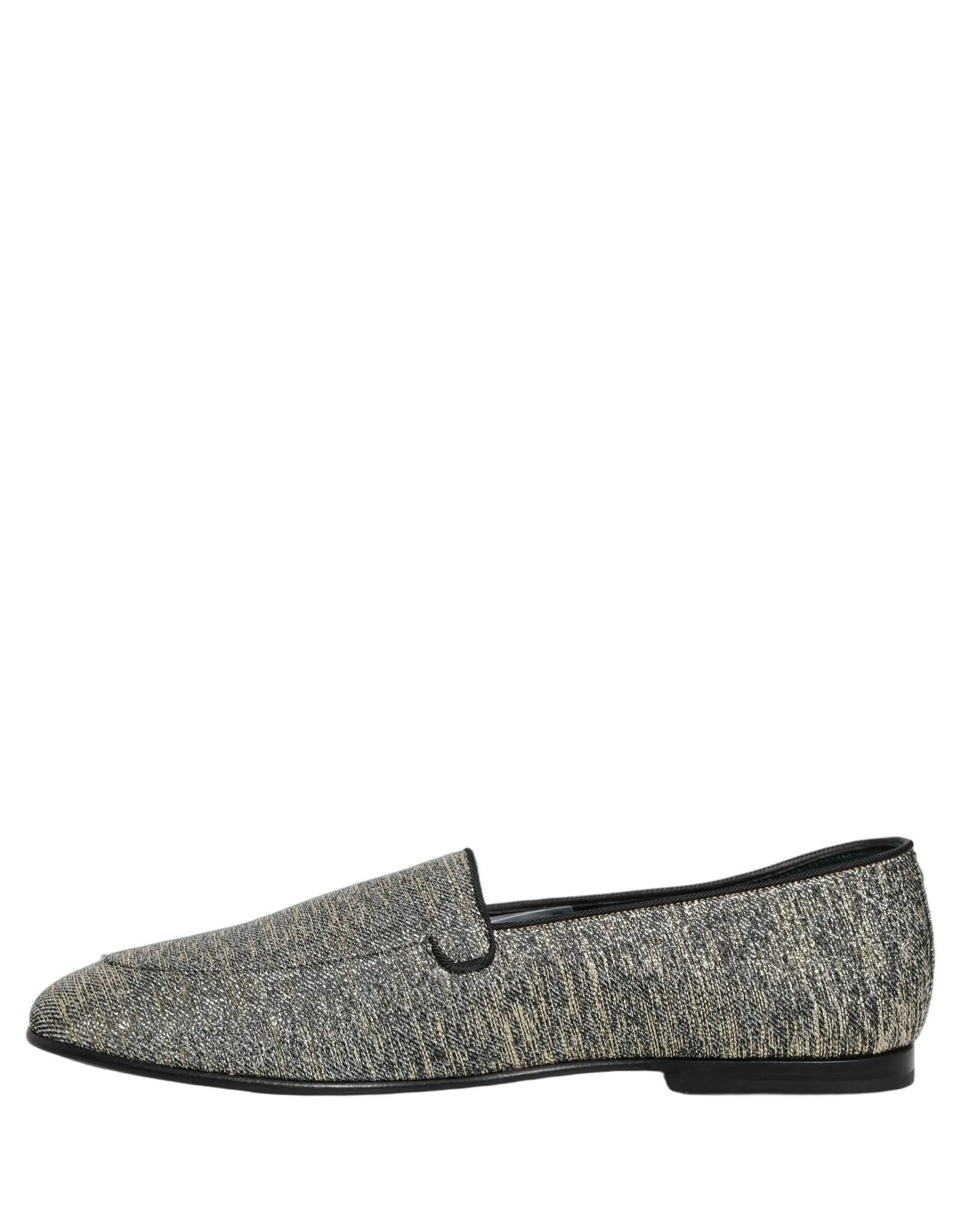 Dolce &amp; Gabbana Gray Glitter Lurex DG Logo Dress Loafers Shoes