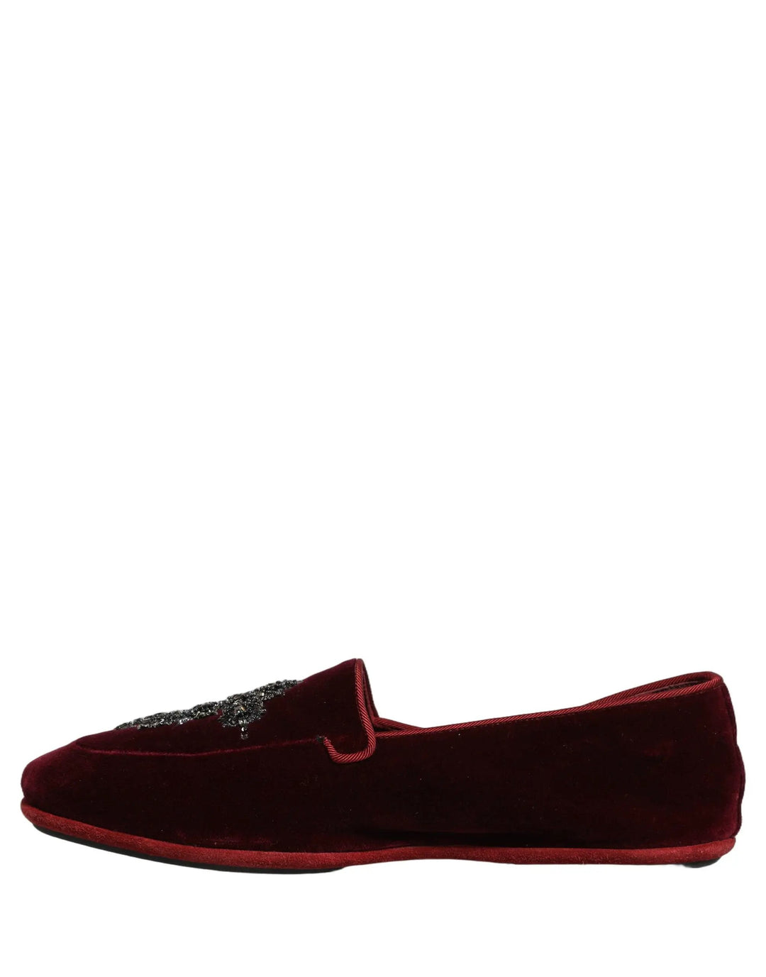 Dolce &amp; Gabbana Red Suede Embellished Men Dress Loafers Shoes