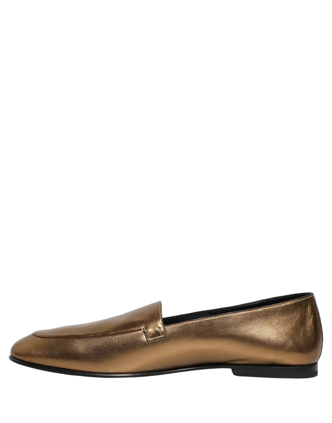 Dolce &amp; Gabbana Gold Leather DG Logo Slip On Men Loafers Shoes
