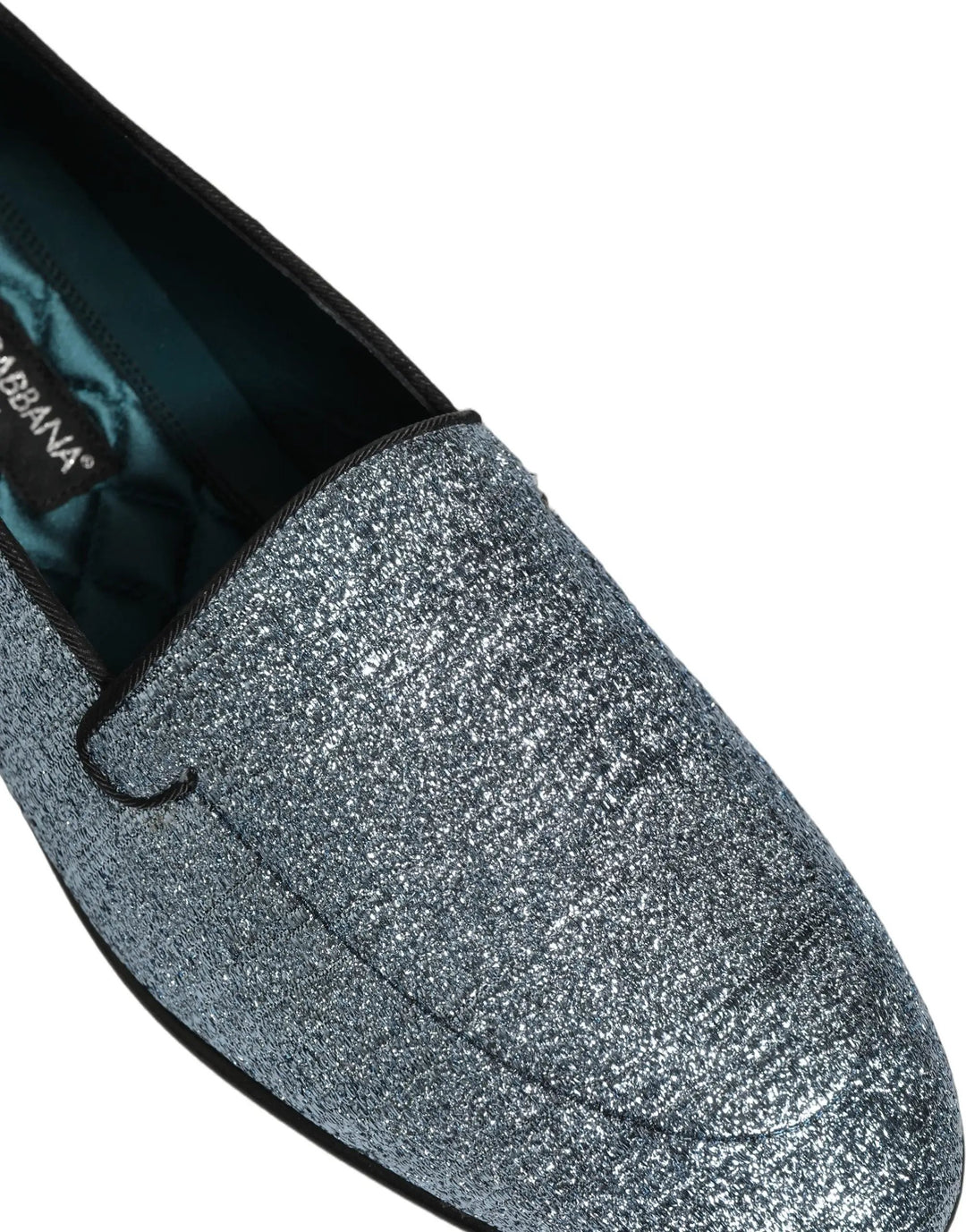 Dolce &amp; Gabbana Blue Glitter Lurex DG Logo Dress Loafers Shoes