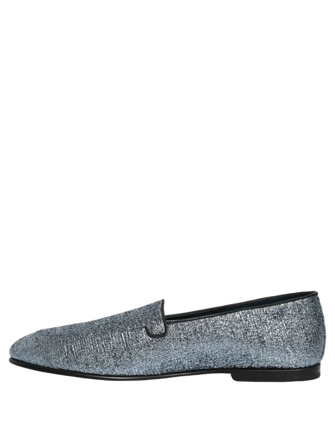 Dolce &amp; Gabbana Blue Glitter Lurex DG Logo Dress Loafers Shoes