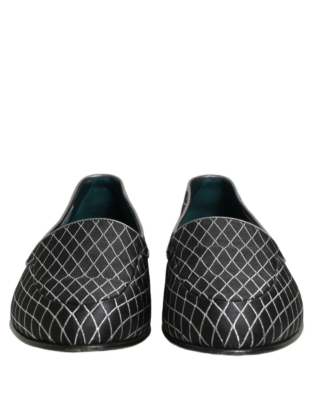 Dolce &amp; Gabbana Black Velvet Diamond Stitched Loafers Shoes
