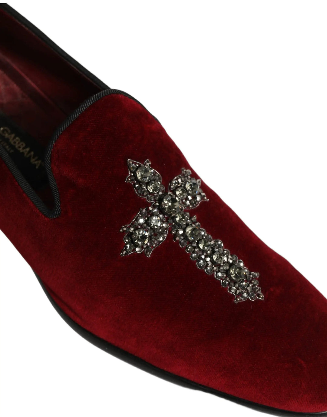 Dolce &amp; Gabbana Maroon Suede Cross Slip On Dress Loafers Shoes