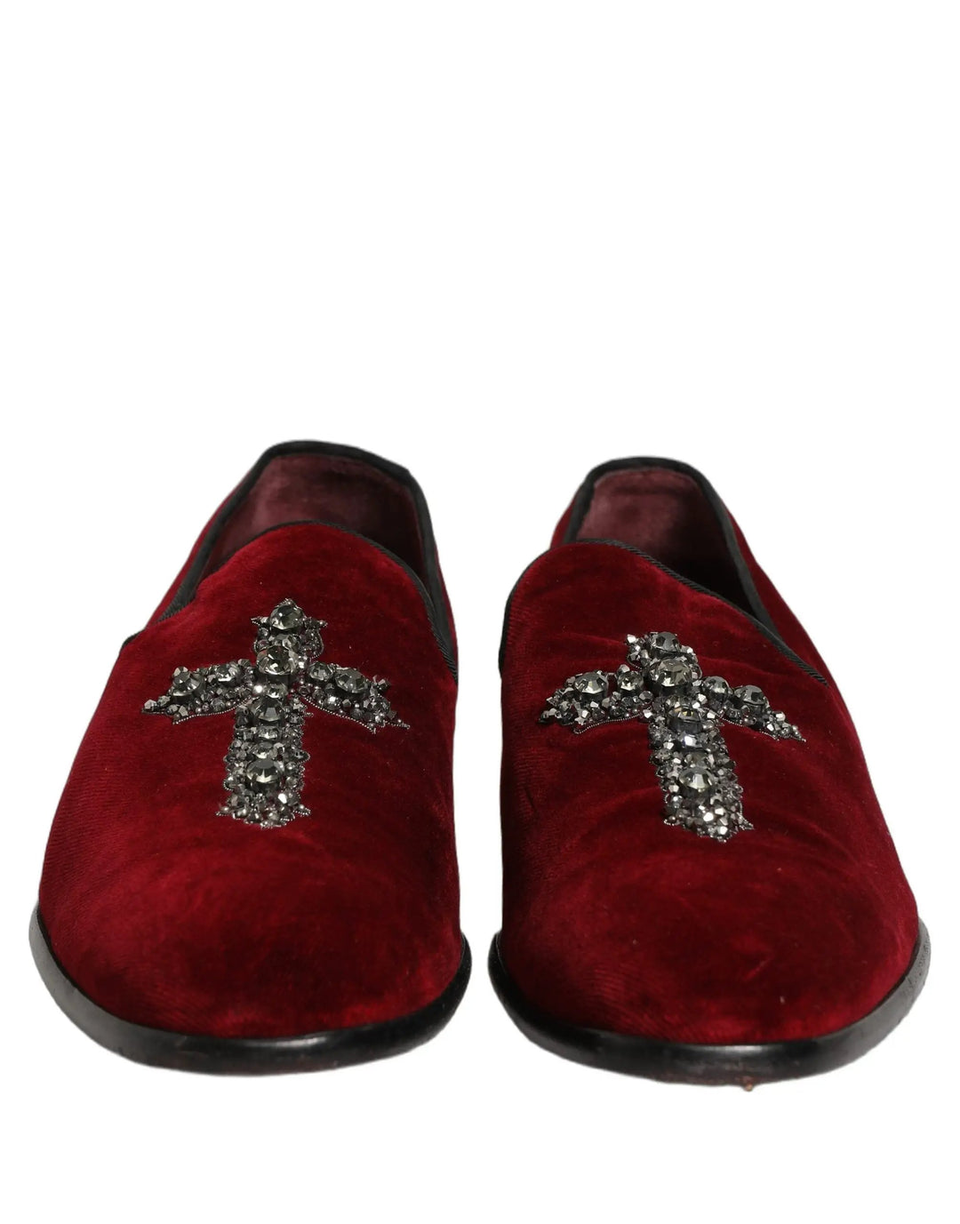 Dolce &amp; Gabbana Maroon Suede Cross Slip On Dress Loafers Shoes