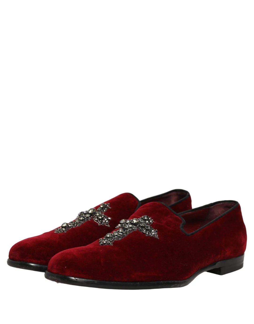 Dolce &amp; Gabbana Maroon Suede Cross Slip On Dress Loafers Shoes