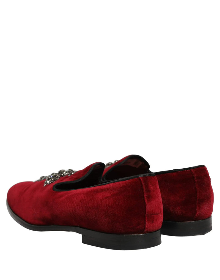 Dolce &amp; Gabbana Maroon Suede Cross Slip On Dress Loafers Shoes