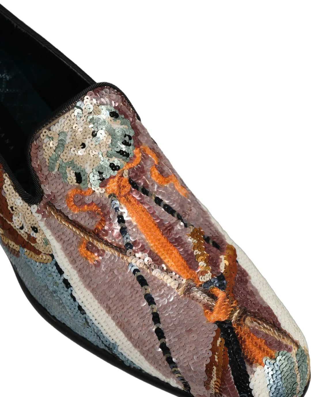 Dolce &amp; Gabbana Multicolor Embroidered Sequin Loafers Shoes