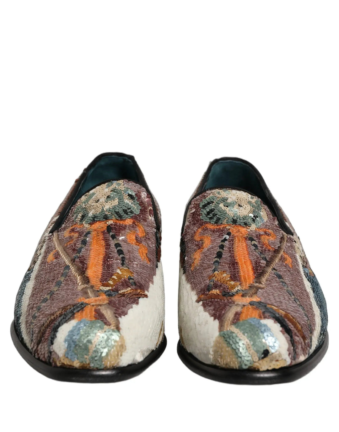 Dolce &amp; Gabbana Multicolor Embroidered Sequin Loafers Shoes