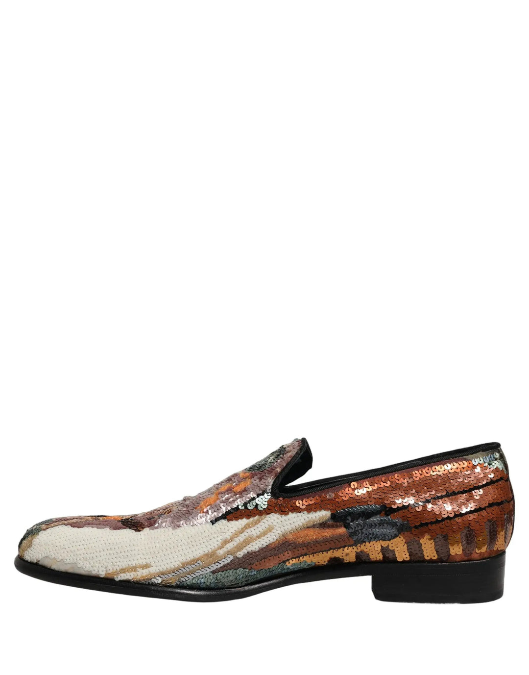 Dolce &amp; Gabbana Multicolor Embroidered Sequin Loafers Shoes