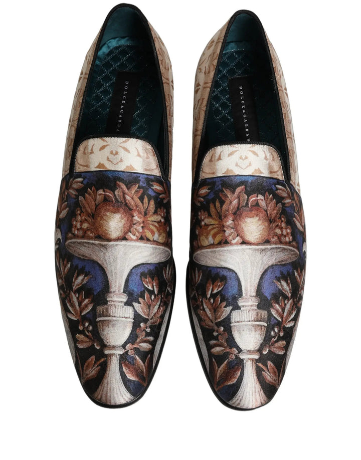 Dolce &amp; Gabbana Multicolor Fruit Print Velvet Loafers Shoes