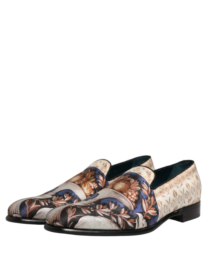 Dolce &amp; Gabbana Multicolor Fruit Print Velvet Loafers Shoes