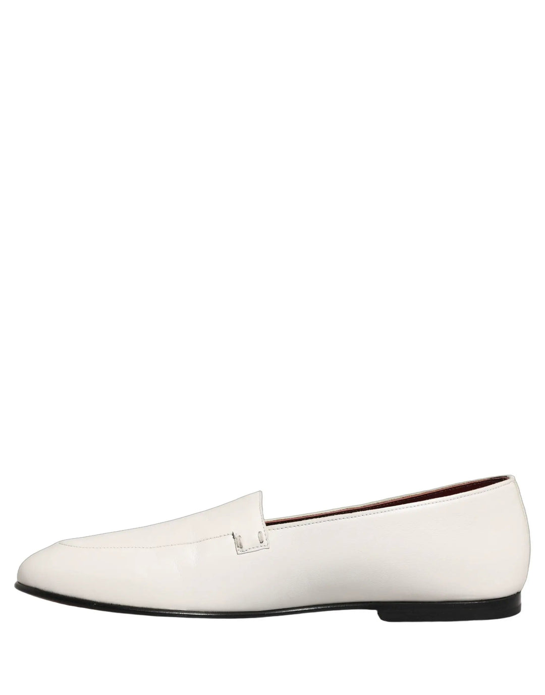 Dolce &amp; Gabbana White Leather Logo Slip On Men Loafers Shoes