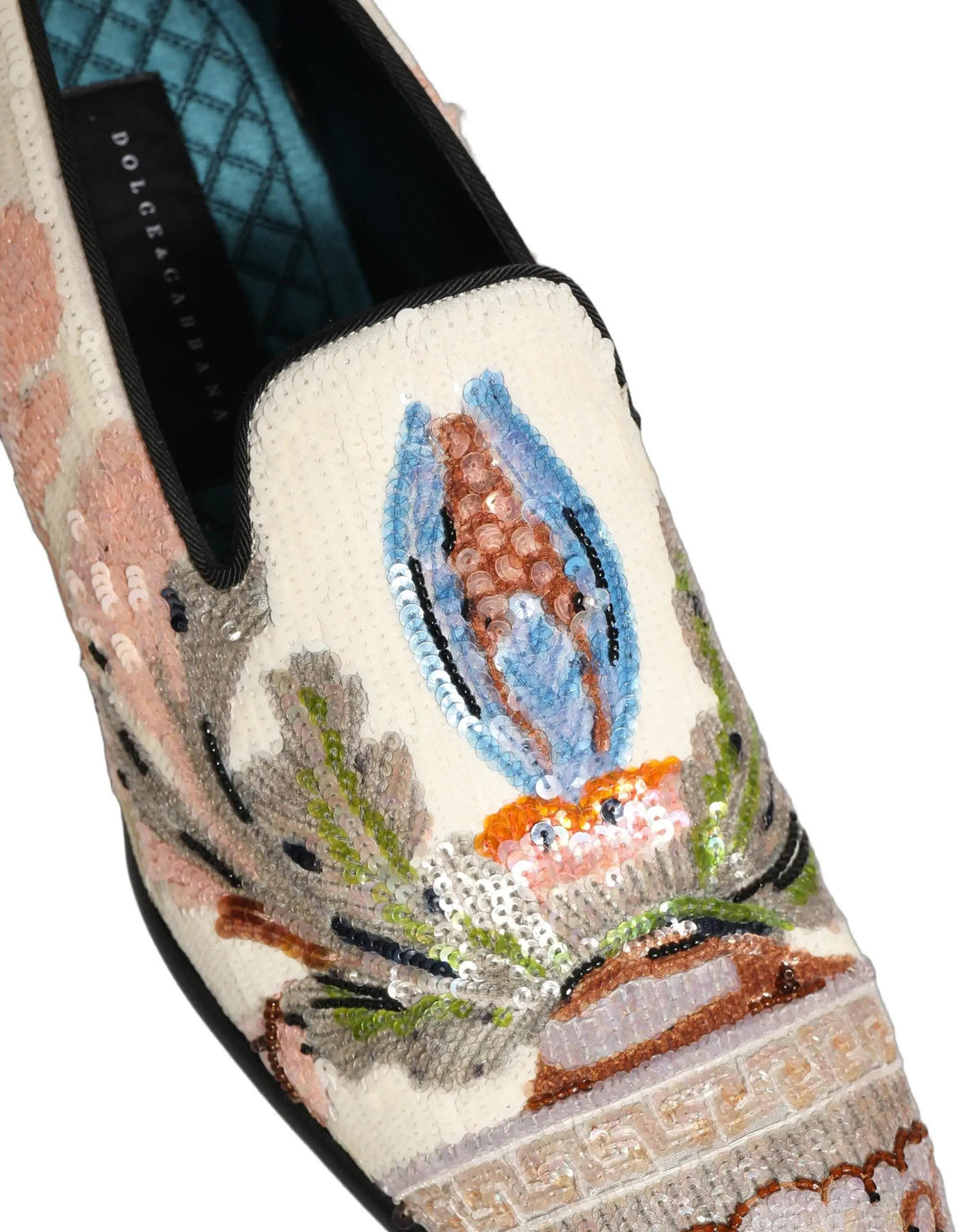 Dolce &amp; Gabbana Multicolor Sequin Embroidered Loafers Shoes