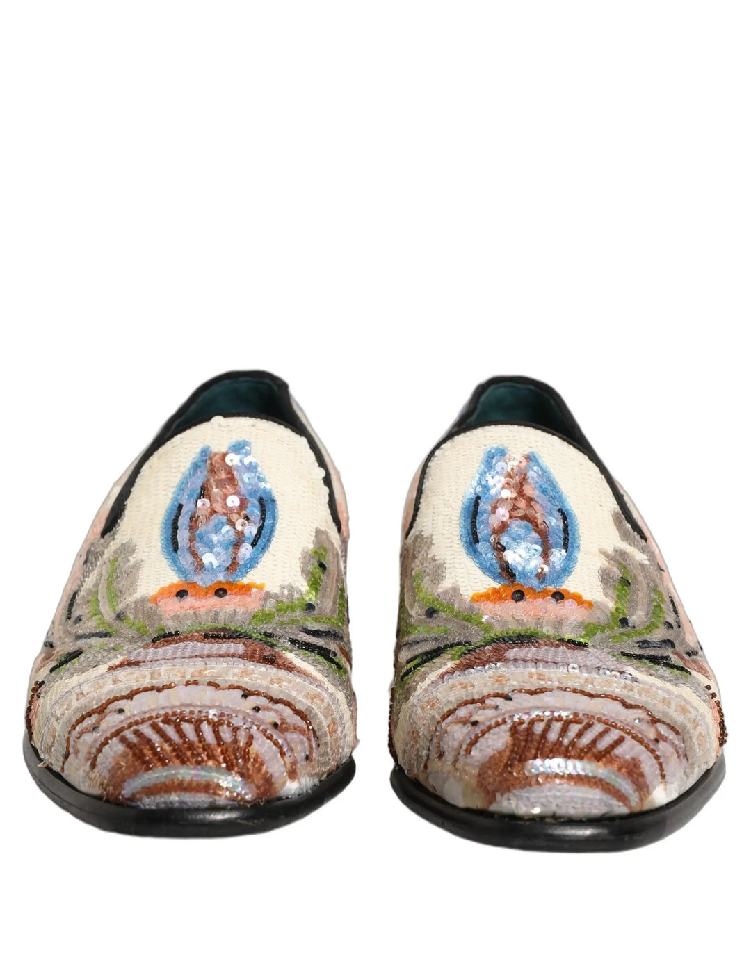Dolce &amp; Gabbana Multicolor Sequin Embroidered Loafers Shoes