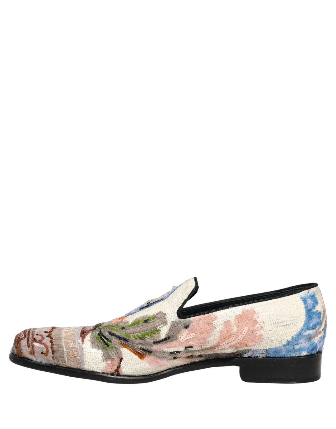 Dolce &amp; Gabbana Multicolor Sequin Embroidered Loafers Shoes