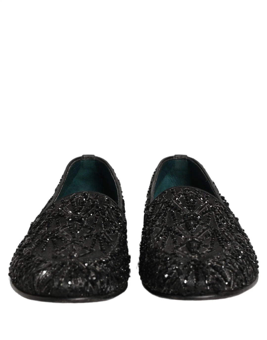 Dolce &amp; Gabbana Black Velvet Embroidered Dress Loafers Shoes