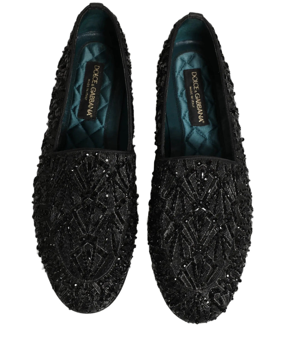 Dolce &amp; Gabbana Black Velvet Embroidered Dress Loafers Shoes
