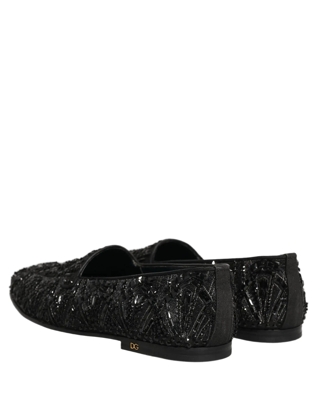 Dolce &amp; Gabbana Black Velvet Embroidered Dress Loafers Shoes