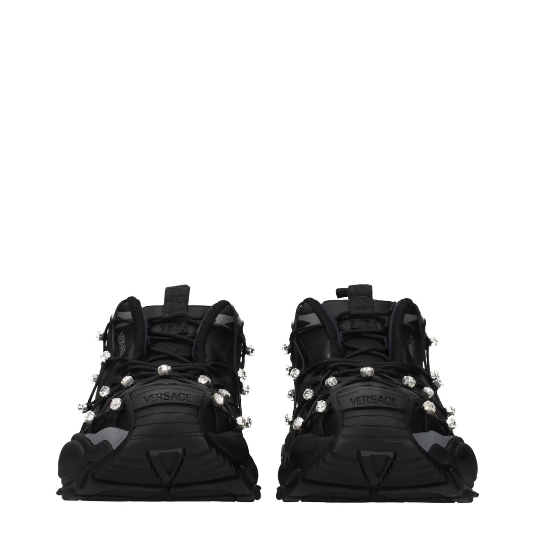 Versace Black Fabric Chunky Sneakers