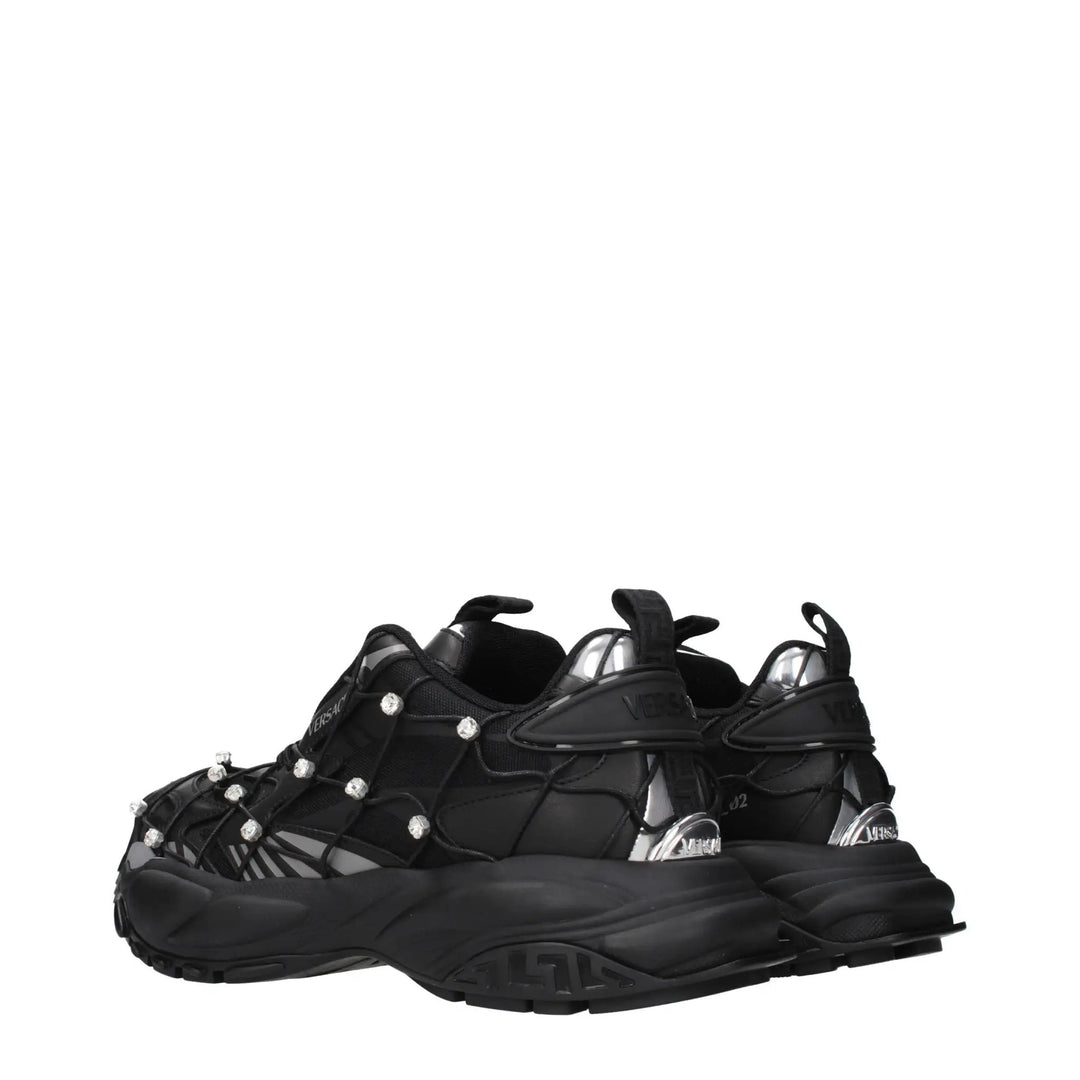 Versace Black Fabric Chunky Sneakers